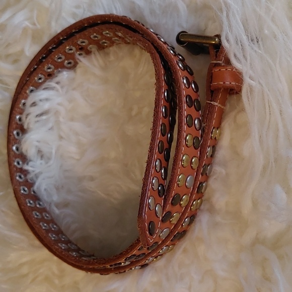 Tan Leather studded Belt - Picture 2 of 9